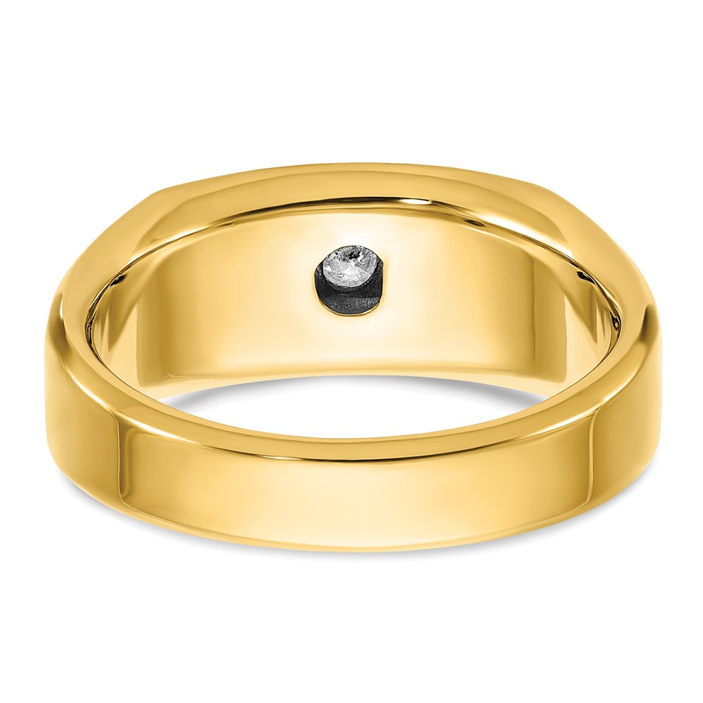 14k Yellow & Rhodium with White 1/2 Ct. Lab Grown Diamond VS/SI+ G+ Polished and Satin Five Stone Men's Ring
