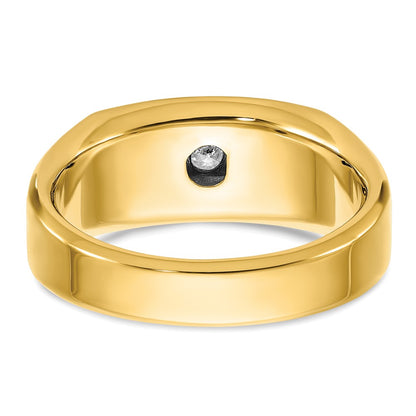 14k Yellow & Rhodium with White 1/2 Ct. Lab Grown Diamond VS/SI+ G+ Polished and Satin Five Stone Men's Ring