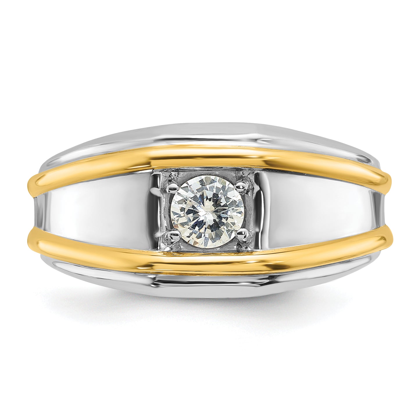 14k Two-tone Two Tone 1/2 Ct. Lab Grown Diamond VS/SI+ G+ Polished Men's Ring