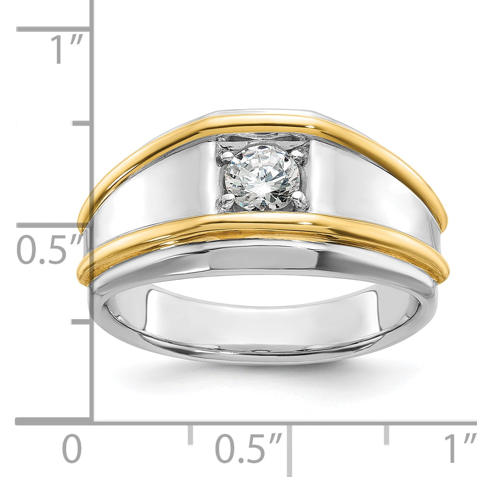 14k Two-tone Two Tone 1/2 Ct. Lab Grown Diamond VS/SI+ G+ Polished Men's Ring