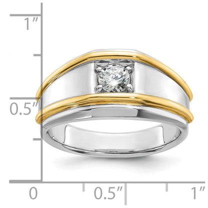 14k Two-tone Two Tone 1/2 Ct. Lab Grown Diamond VS/SI+ G+ Polished Men's Ring