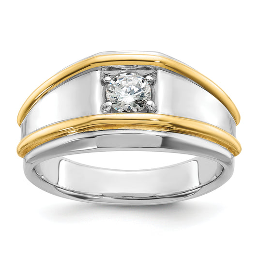 14k Two-tone Two Tone 1/2 Ct. Lab Grown Diamond VS/SI+ G+ Polished Men's Ring