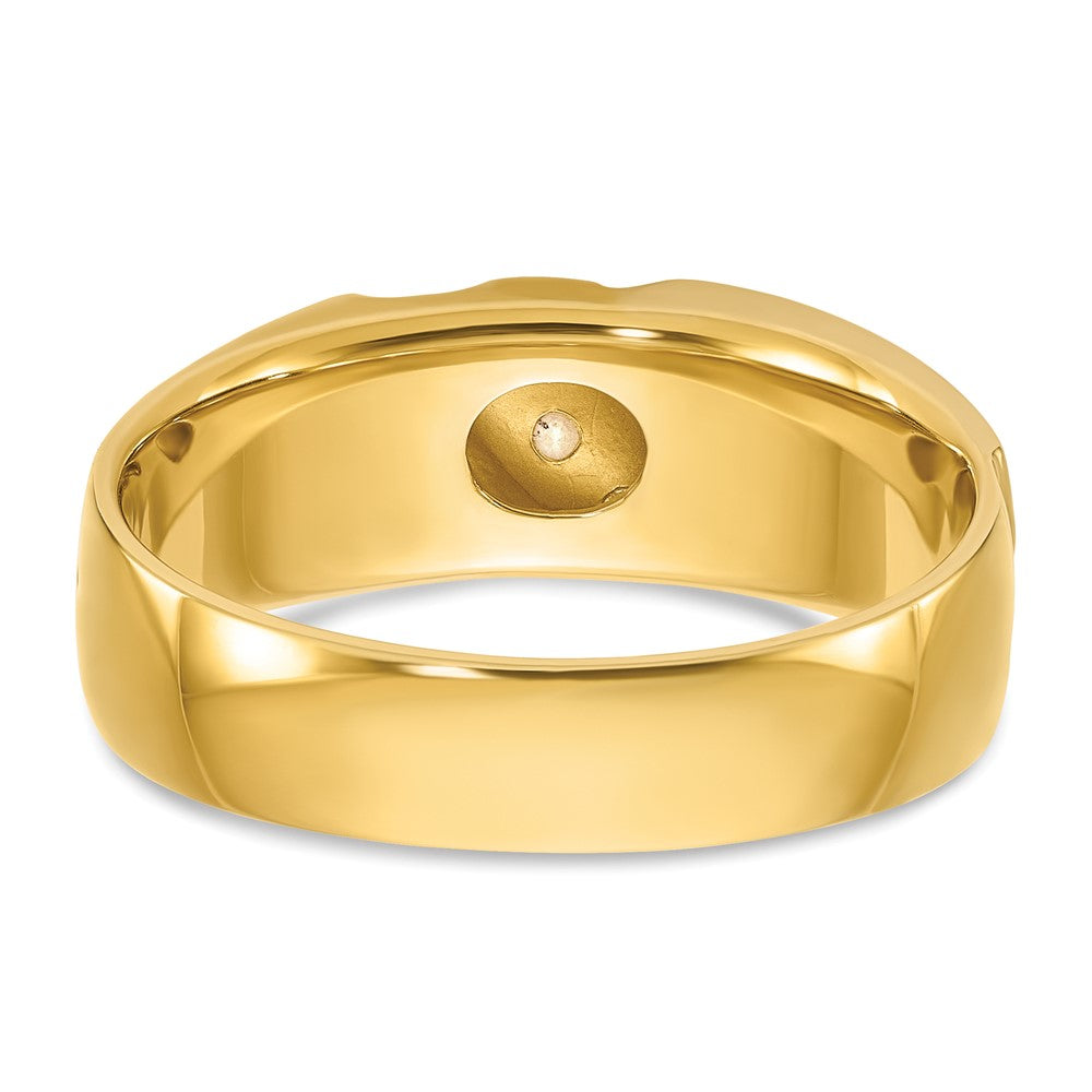 10K Two-Tone Ibgoodman Men'S Polished Satin And Grooved 3-Stone 1/6 Carat A Quality Diamond Ring