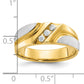 14k Two-tone Two Tone 1/6 Ct. Lab Grown Diamond VS/SI+ G+ Polished Satin and Grooved Men's Ring