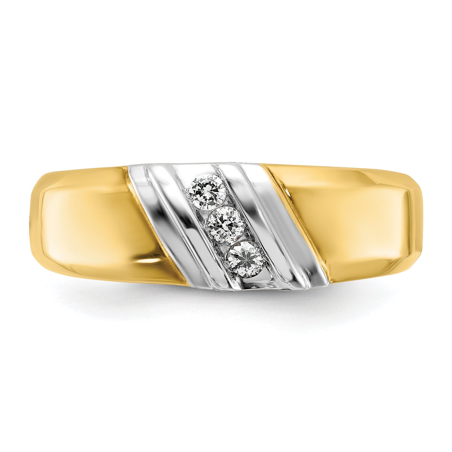 14k Two-tone Two Tone 1/6 Ct. Lab Grown Diamond VS/SI+ G+ Polished Men's Ring