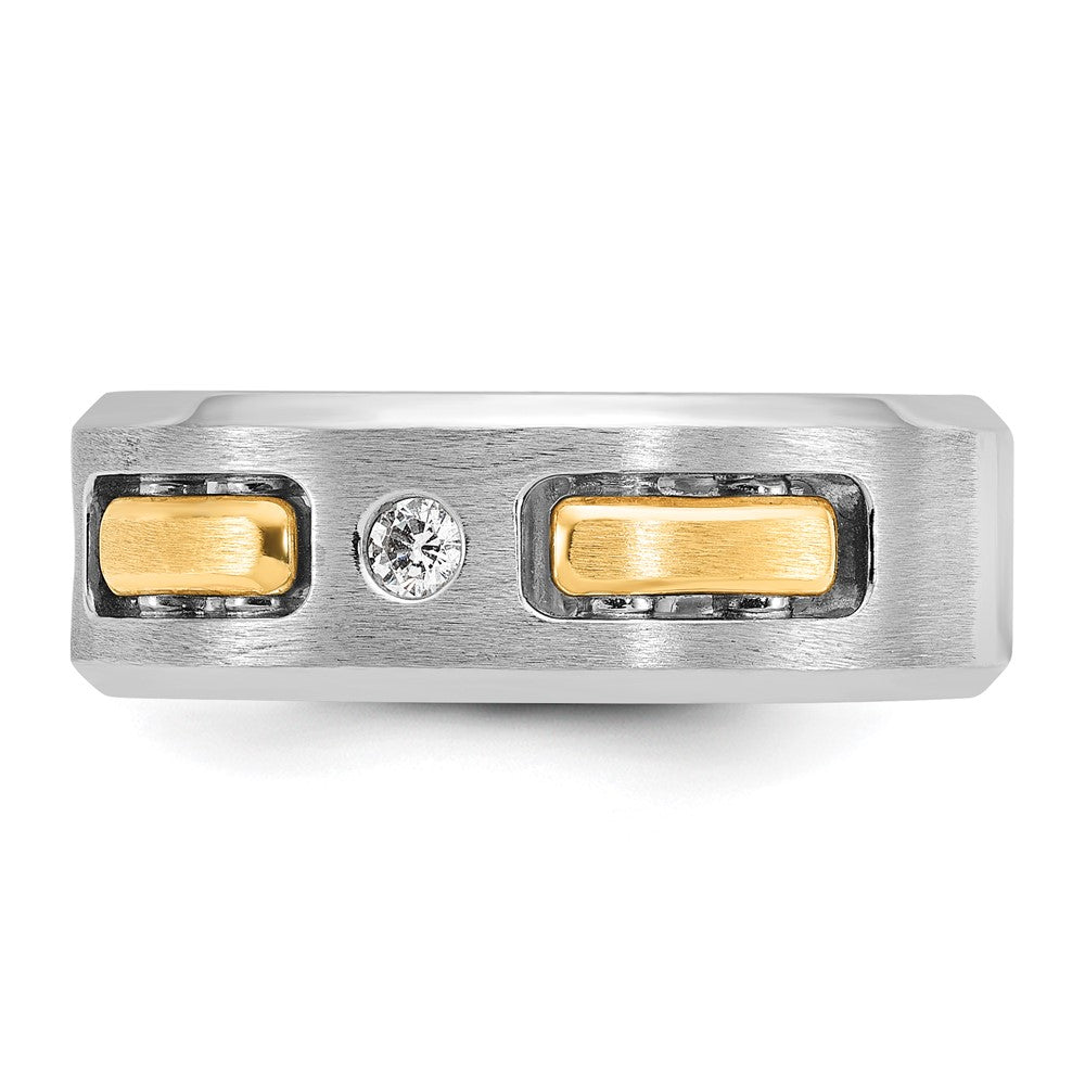 10K Two-Tone Ibgoodman Men'S Polished Satin And Cut-Out 3-Stone Ring Mounting
