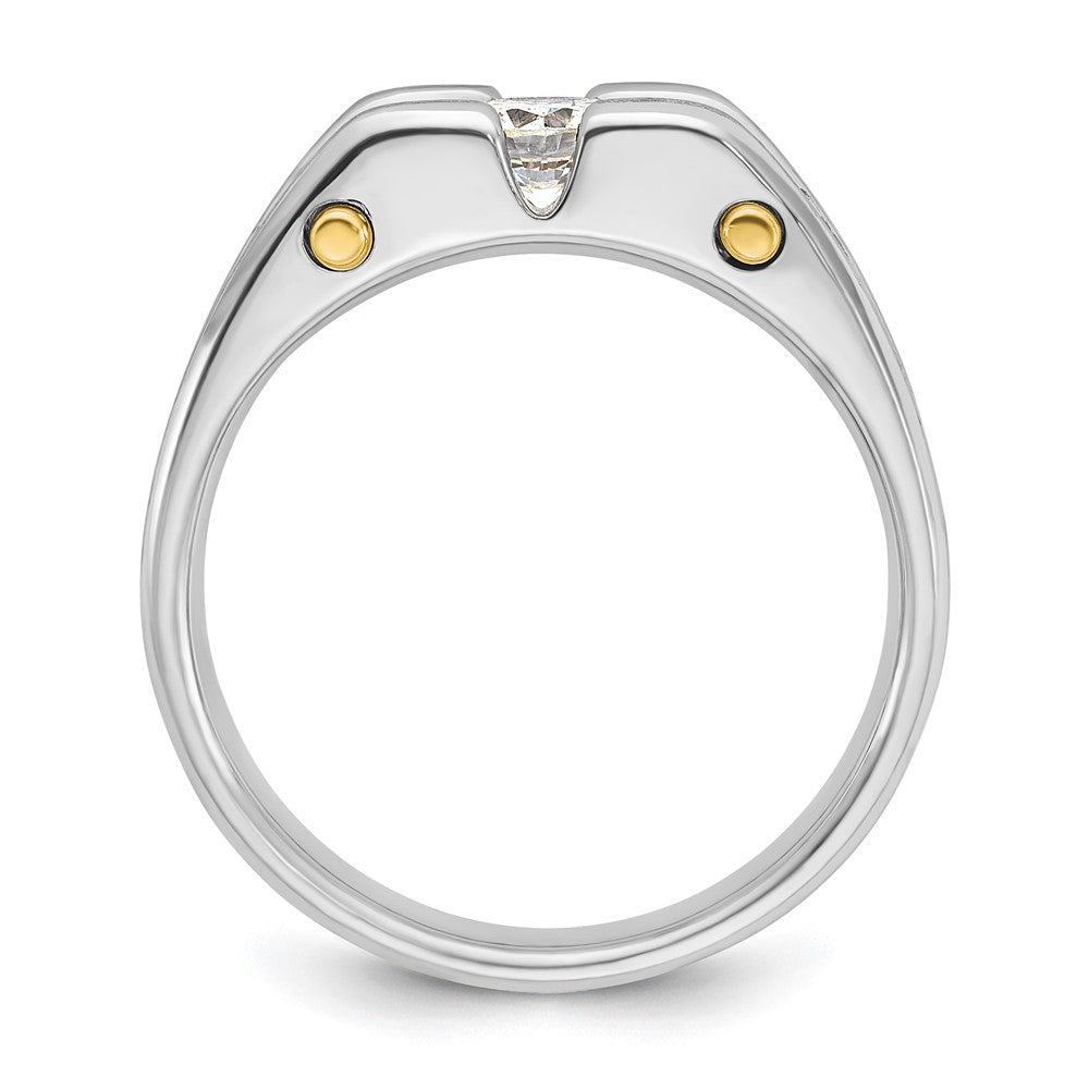 10K Two-Tone Ibgoodman Men'S Polished Satin And Cut-Out 3-Stone Ring Mounting