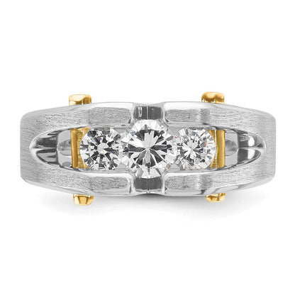 10K Two-Tone Ibgoodman Men'S Polished Satin And Cut-Out 3-Stone Ring Mounting