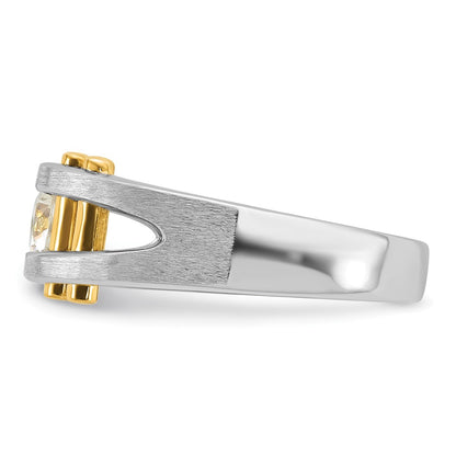 14k Two-Tone 3/8 Ct. Lab Grown Diamond VS/SI+ G+ Polished and Satin Cut-Out Solitaire Men's Ring