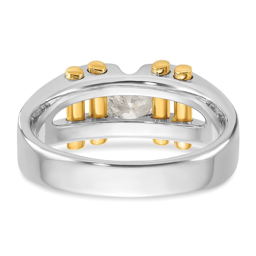 14k Two-Tone 3/8 Ct. Lab Grown Diamond VS/SI+ G+ Polished and Satin Cut-Out Solitaire Men's Ring