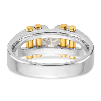 14k Two-Tone 3/8 Ct. Lab Grown Diamond VS/SI+ G+ Polished and Satin Cut-Out Solitaire Men's Ring