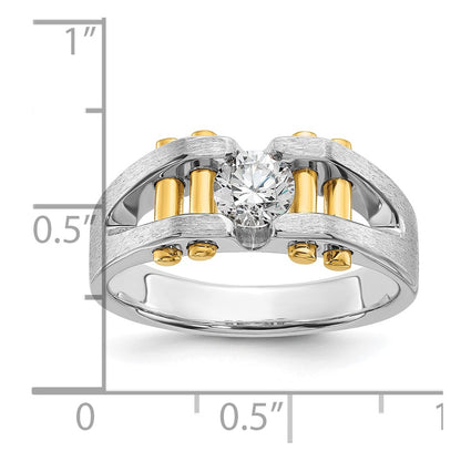 14k Two-Tone 3/8 Ct. Lab Grown Diamond VS/SI+ G+ Polished and Satin Cut-Out Solitaire Men's Ring