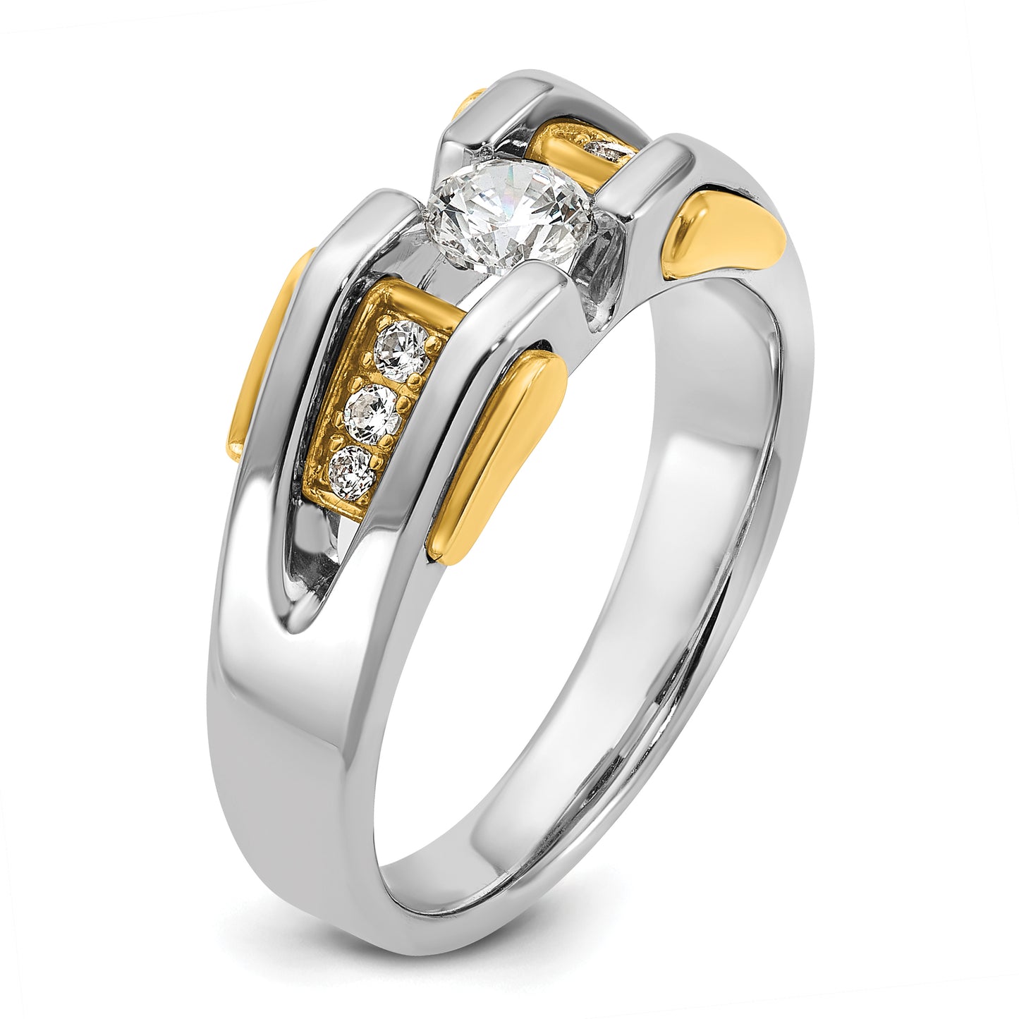 14k Two-tone Two Tone 1/2 Ct. Lab Grown Diamond VS/SI+ G+ Men's Ring