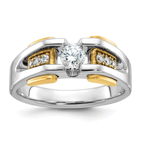 14k Two-tone Two Tone 1/2 Ct. Lab Grown Diamond VS/SI+ G+ Men's Ring