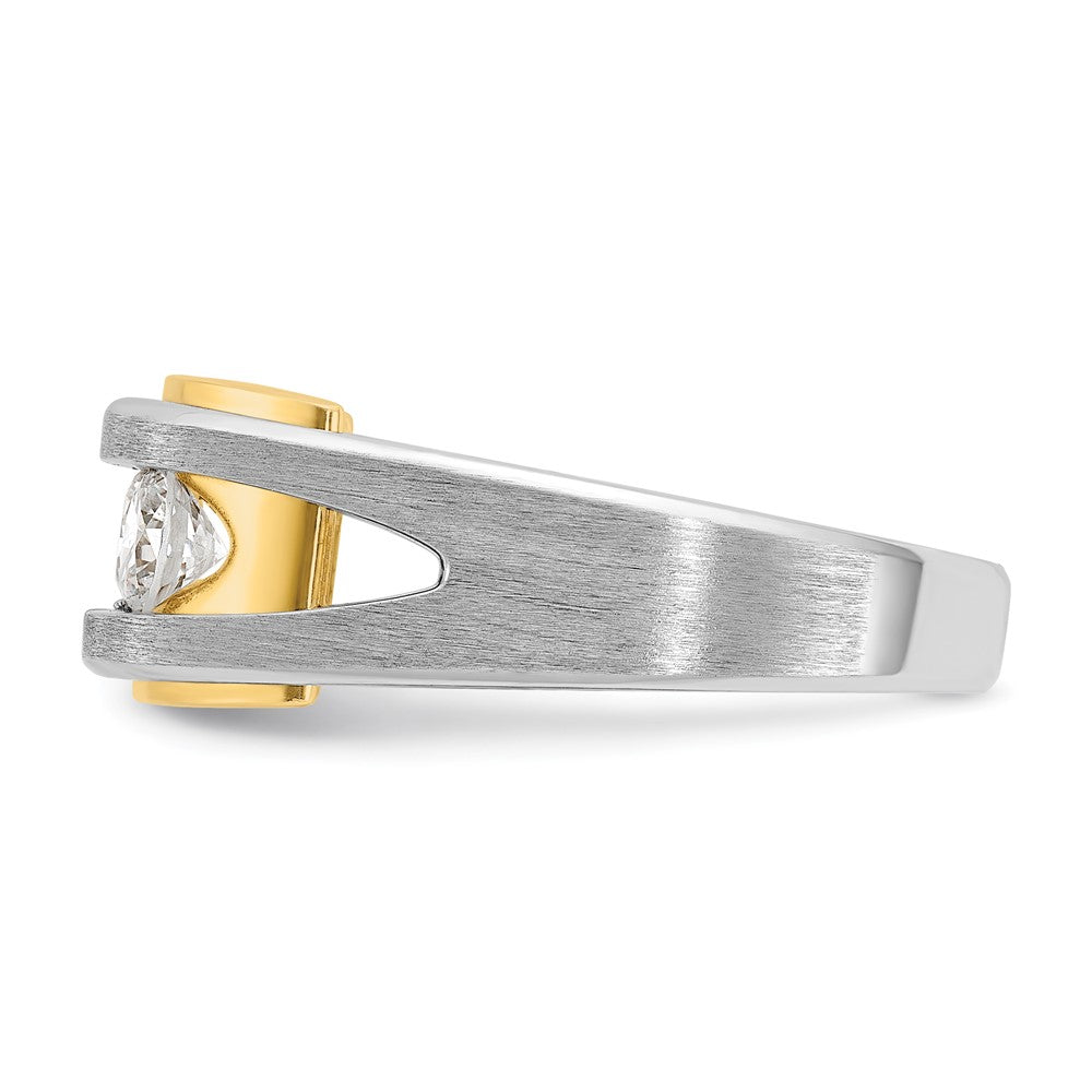 14k Two-tone Two Tone 1 Ct. Lab Grown Diamond VS/SI+ G+ Three Stone Men's Ring