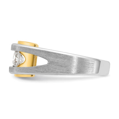 14k Two-tone Two Tone 1 Ct. Lab Grown Diamond VS/SI+ G+ Three Stone Men's Ring