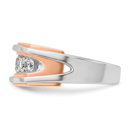 10K Two-Tone Ibgoodman White And Rose Gold Men'S Polished Cut-Out 5-Stone 1 Carat A Quality Diamond Ring