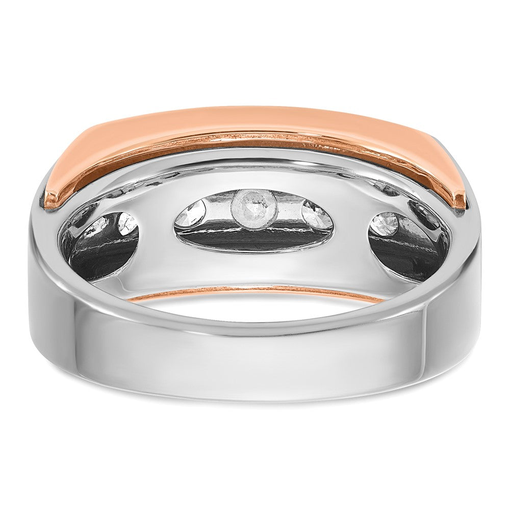 10K Two-Tone Ibgoodman White And Rose Gold Men'S Polished Cut-Out 5-Stone 1 Carat A Quality Diamond Ring