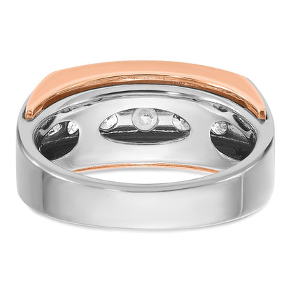 10K Two-Tone Ibgoodman White And Rose Gold Men'S Polished Cut-Out 5-Stone 1 Carat A Quality Diamond Ring