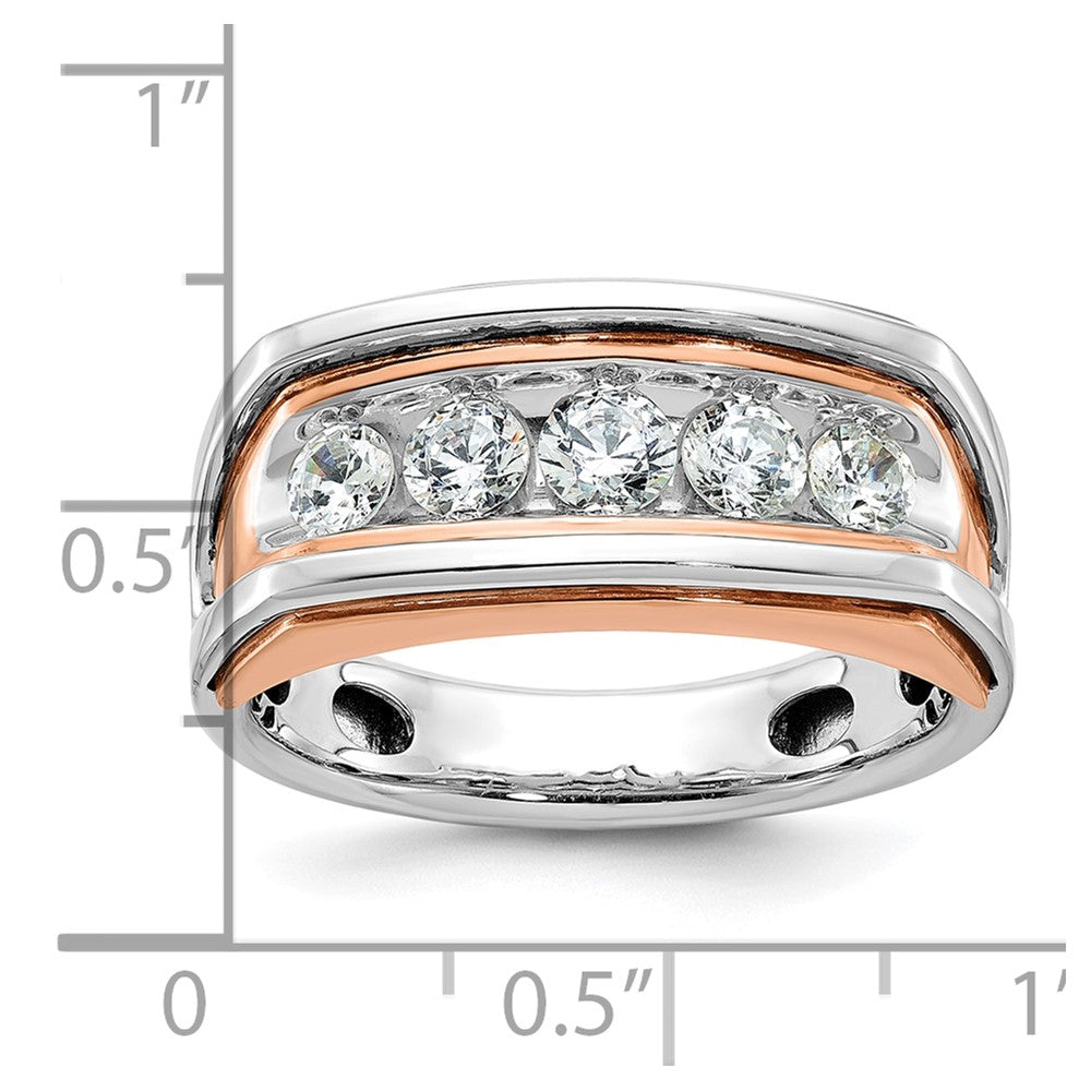 10K Two-Tone Ibgoodman White And Rose Gold Men'S Polished Cut-Out 5-Stone 1 Carat A Quality Diamond Ring