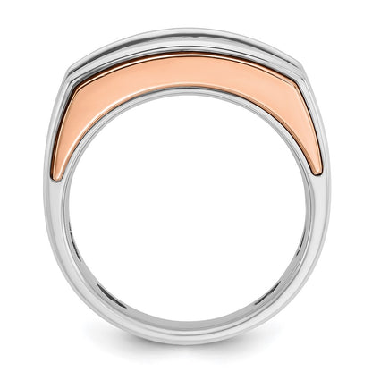 14K White/Rose Gold Two Tone Rose and White 1 Ct. Lab Grown Diamond VS/SI+ G+ Five Stone Cut Out Men's Ring