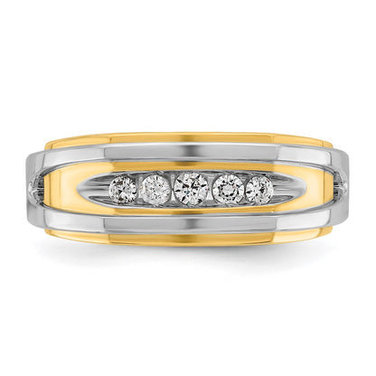 10K Two-Tone Ibgoodman Men'S Polished 5-Stone Ring Mounting