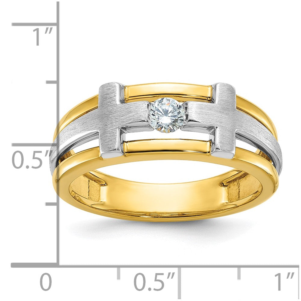 10K Two-Tone Ibgoodman Men'S Polished Satin And Cut-Out Cross Ring Mounting