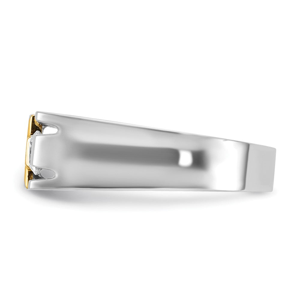 10K Two-Tone Ibgoodman Men'S Polished Satin And Cut-Out Cross Ring Mounting