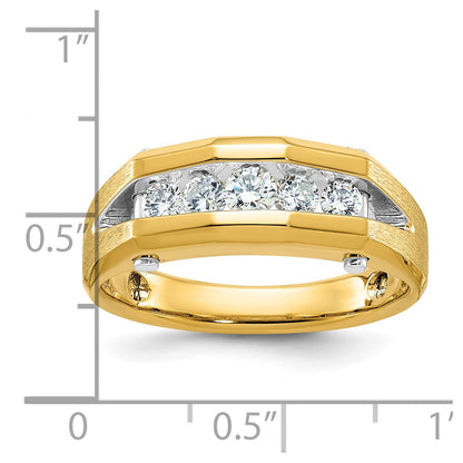 10K Two-Tone Ibgoodman Men'S Polished And Satin 5-Stone Ring Mounting