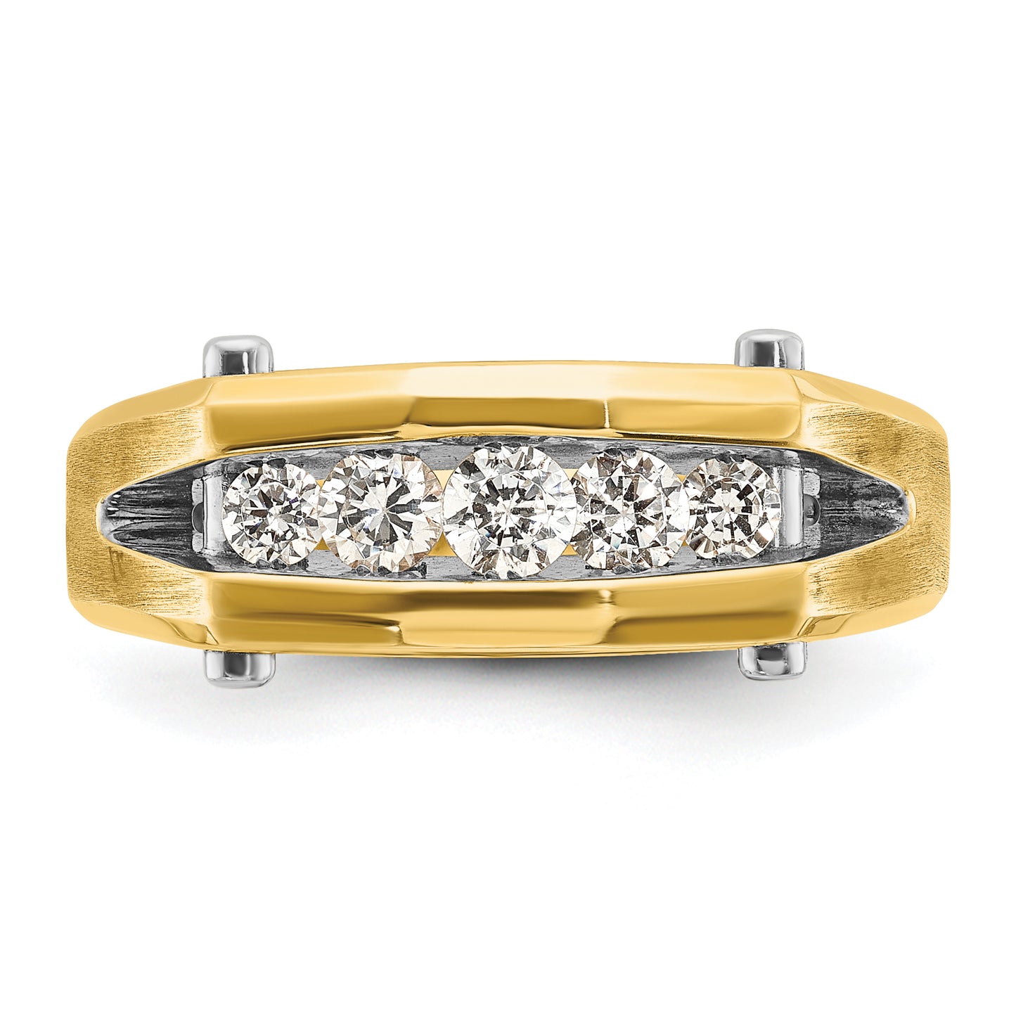 14k Two-tone Two Tone 1/2 Ct. Lab Grown Diamond VS/SI+ G+ Five Stone Polished and Satin Men's Ring