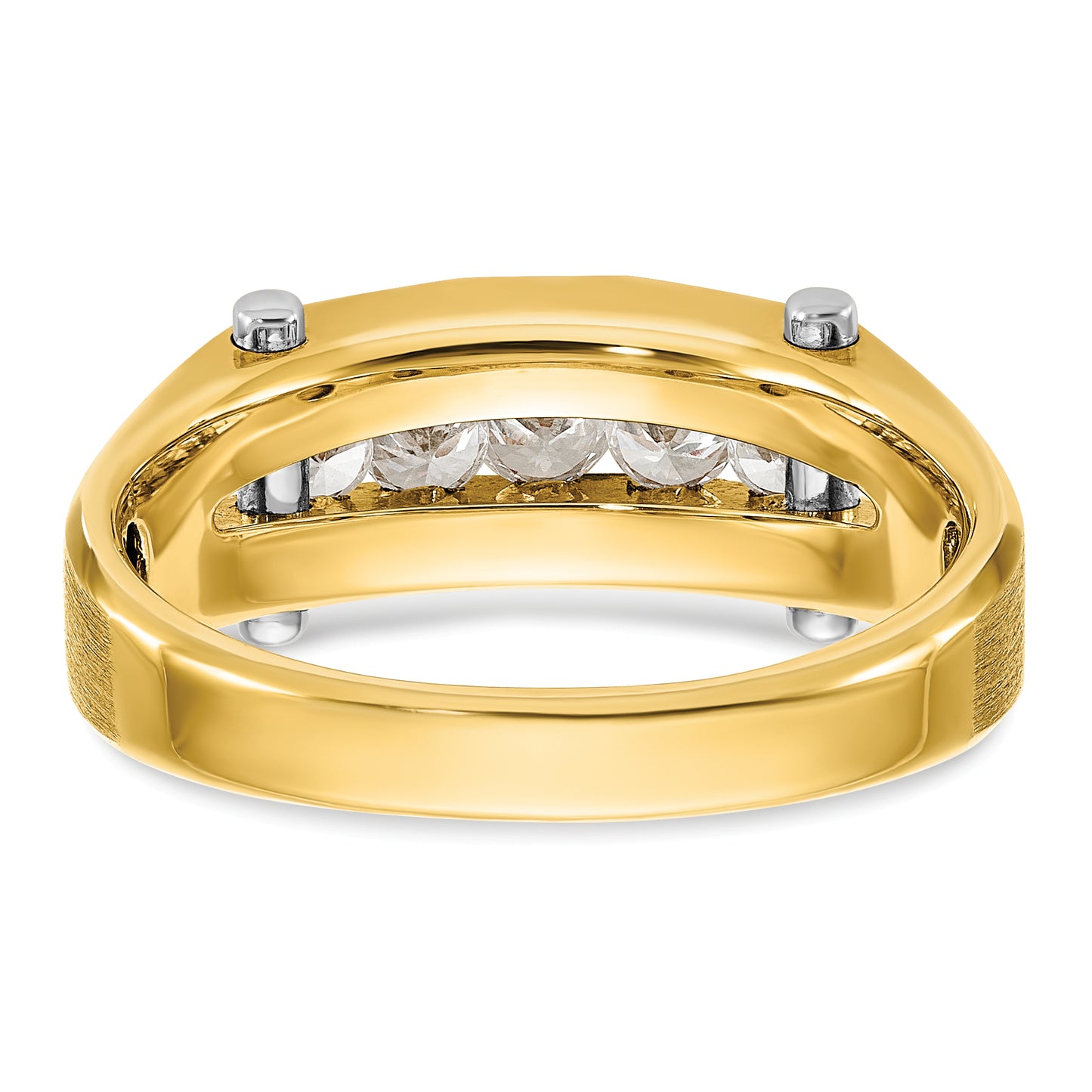 14k Two-tone Two Tone 1/2 Ct. Lab Grown Diamond VS/SI+ G+ Five Stone Polished and Satin Men's Ring