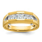 14k Two-tone Two Tone 1/2 Ct. Lab Grown Diamond VS/SI+ G+ Five Stone Polished and Satin Men's Ring