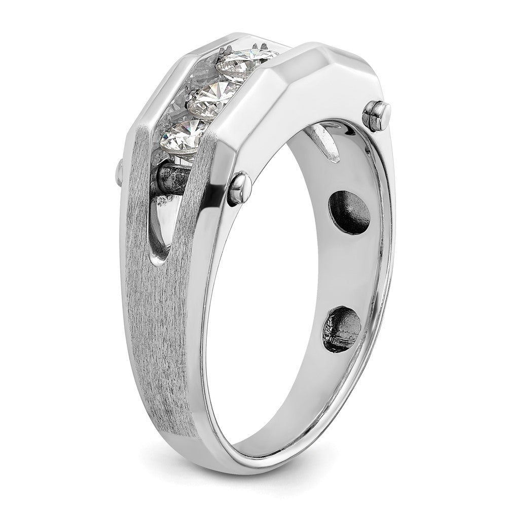 14k White Gold 3/4 Ct. Lab Grown Diamond VS/SI+ G+ Five Stone Polished and Satin Men's Ring