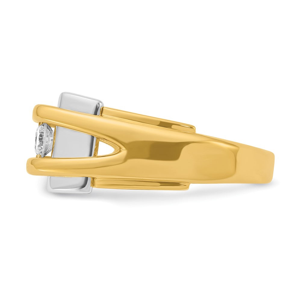 14k Two-tone Two Tone 1/2 Ct. Lab Grown Diamond VS/SI+ G+ Three Stone Men's Ring