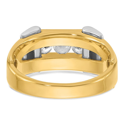 14k Two-tone Two Tone 1/2 Ct. Lab Grown Diamond VS/SI+ G+ Three Stone Men's Ring