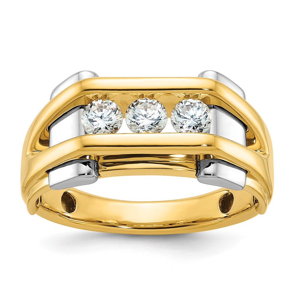 14k Two-tone Two Tone 1/2 Ct. Lab Grown Diamond VS/SI+ G+ Three Stone Men's Ring
