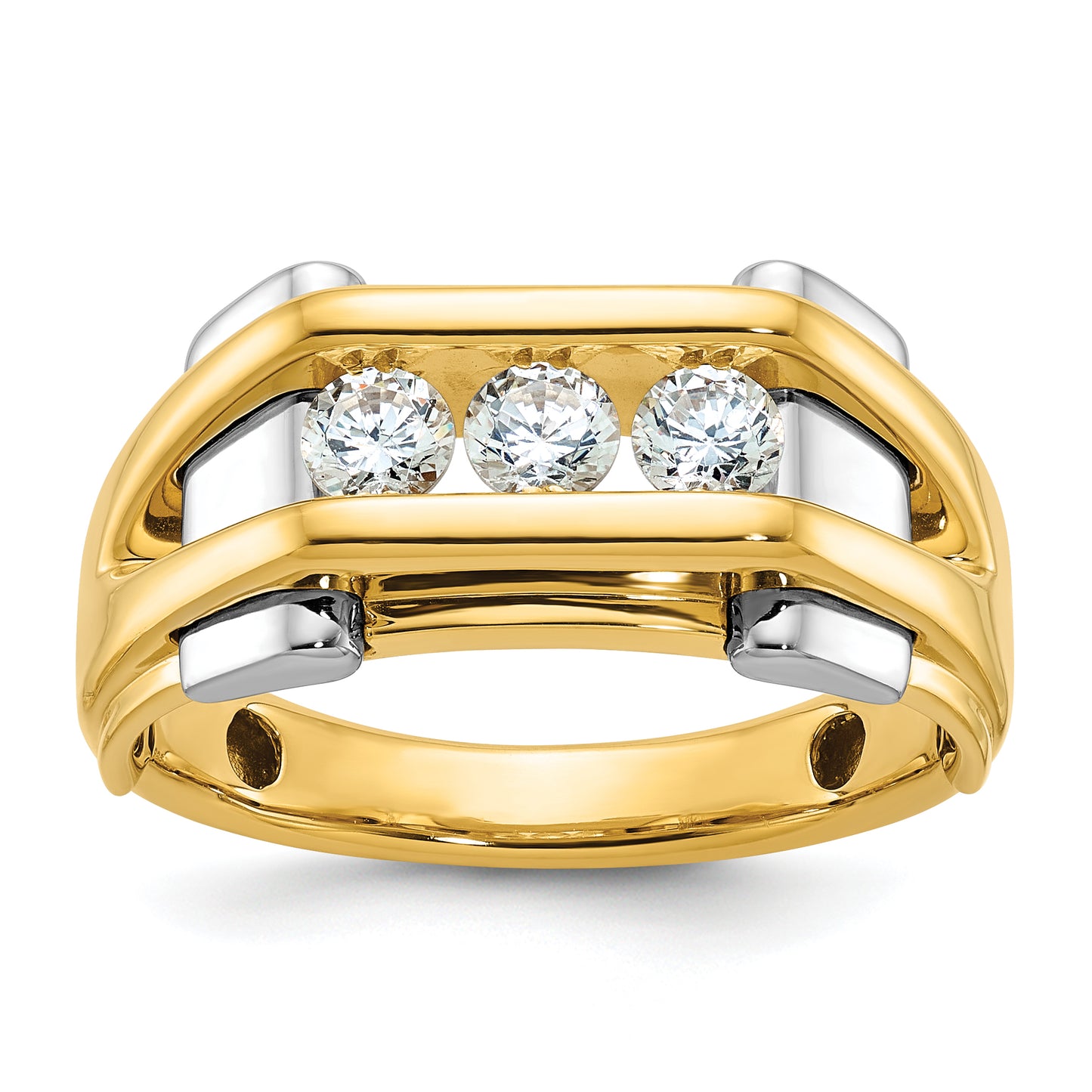 14k Two-tone Two Tone 1/2 Ct. Lab Grown Diamond VS/SI+ G+ Three Stone Men's Ring