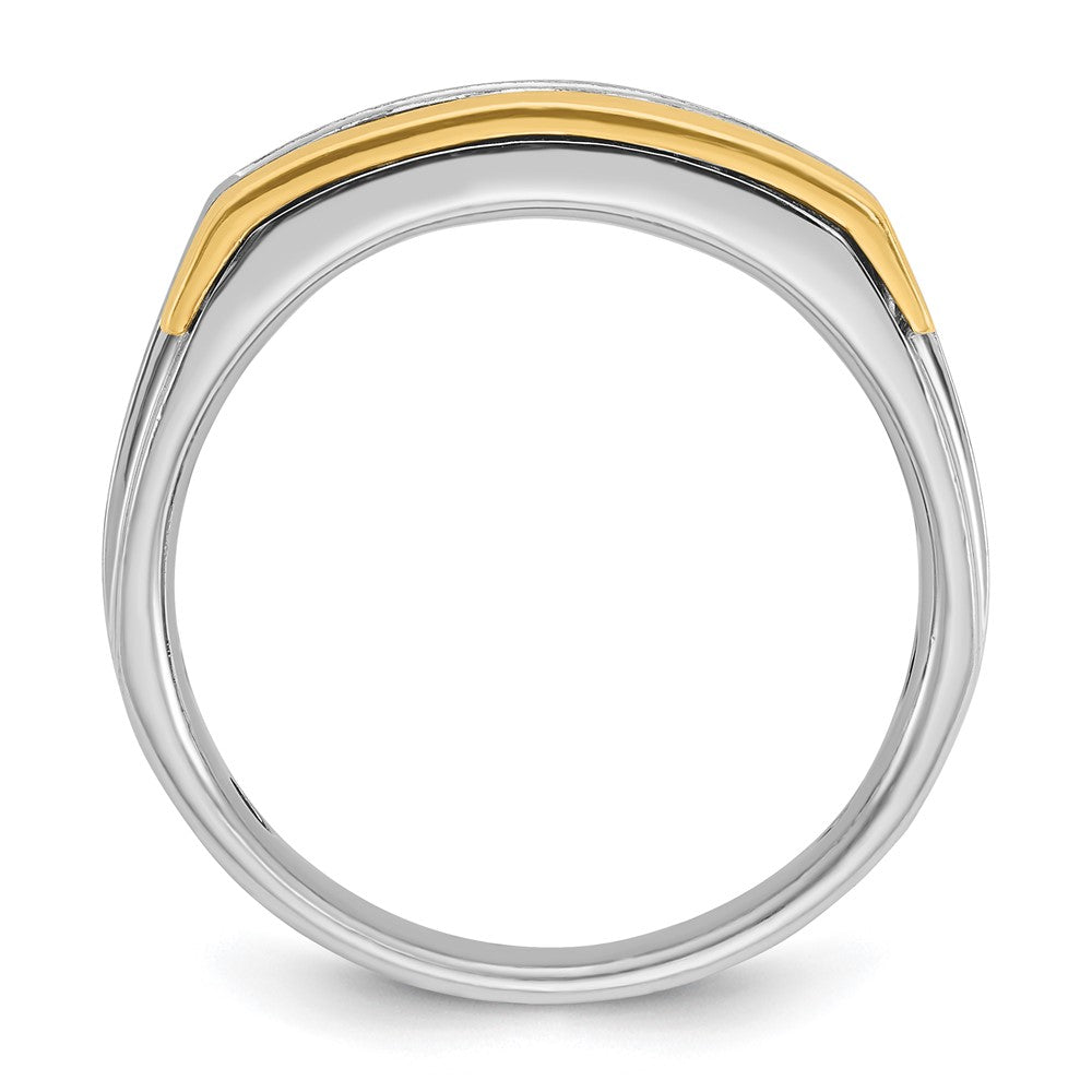 14k Two-tone Two Tone 1 Ct. Lab Grown Diamond VS/SI+ G+ Polished and Satin Men's Ring