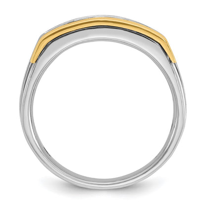 14k Two-tone Two Tone 1 Ct. Lab Grown Diamond VS/SI+ G+ Polished and Satin Men's Ring