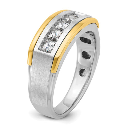 14k Two-tone Two Tone 1 Ct. Lab Grown Diamond VS/SI+ G+ Polished and Satin Men's Ring
