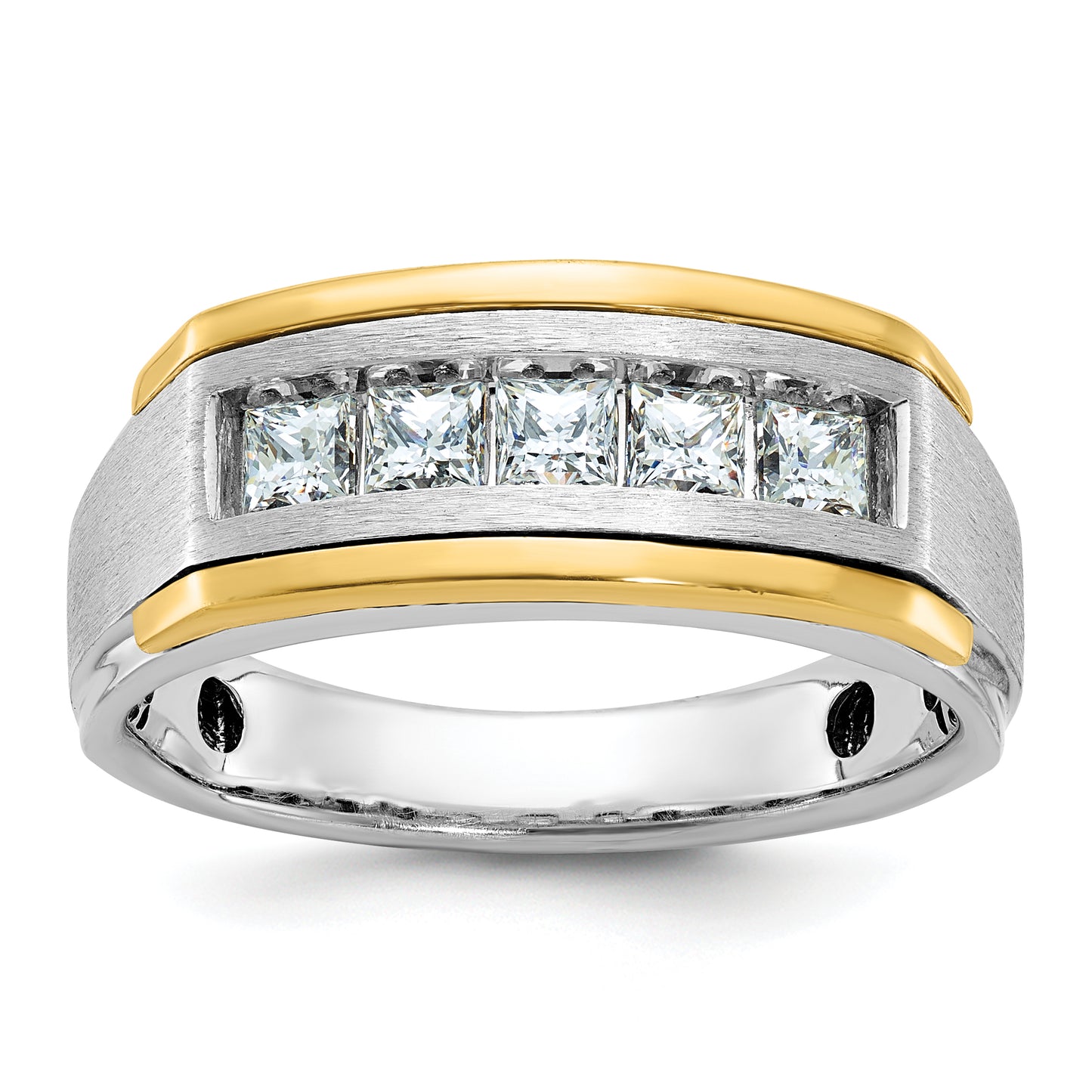 14k Two-tone Two Tone 1 Ct. Lab Grown Diamond VS/SI+ G+ Polished and Satin Men's Ring