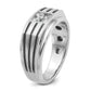 14k White Gold with Black Rhodium 1/3 Ct. Lab Grown Diamond VS/SI+ G+ Polished and Grooved Men's Ring