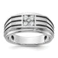 14k White Gold with Black Rhodium 1/3 Ct. Lab Grown Diamond VS/SI+ G+ Polished and Grooved Men's Ring