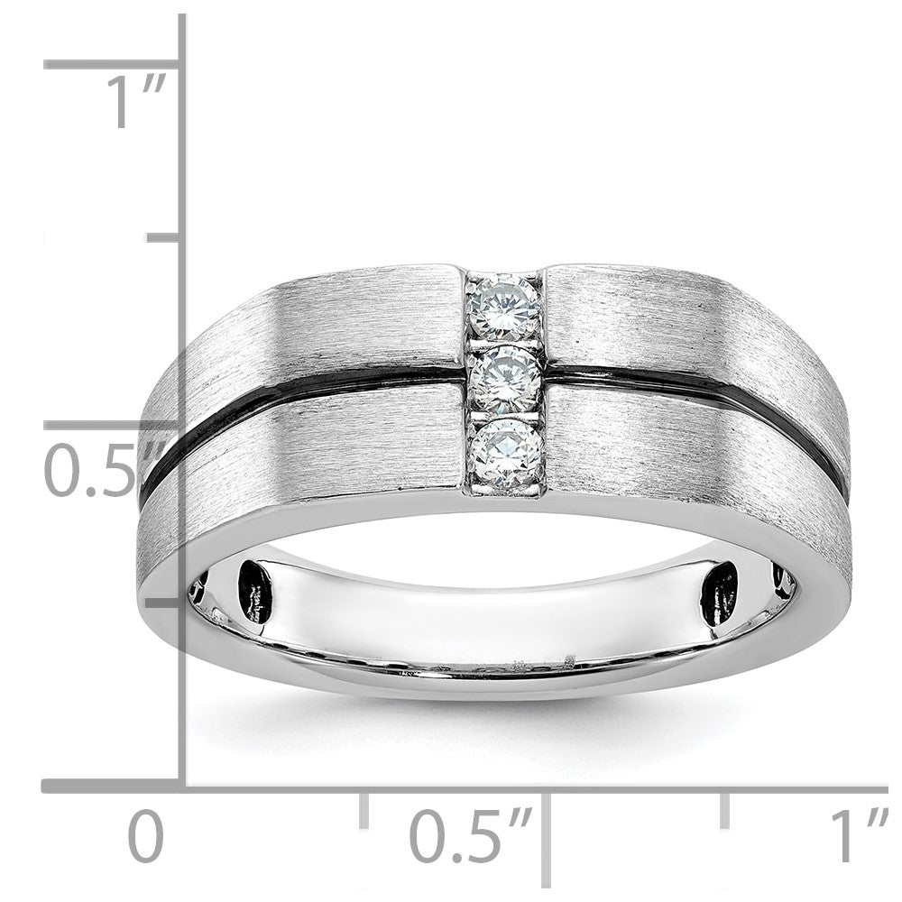 10K Yellow Gold Ibgoodman Men'S Satin And Grooved 3-Stone Ring Mounting