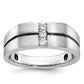 14k White Gold with Black Rhodium 1/5 Ct. Lab Grown Diamond VS/SI+ G+ Satin and Grooved Three Stone Men's Ring