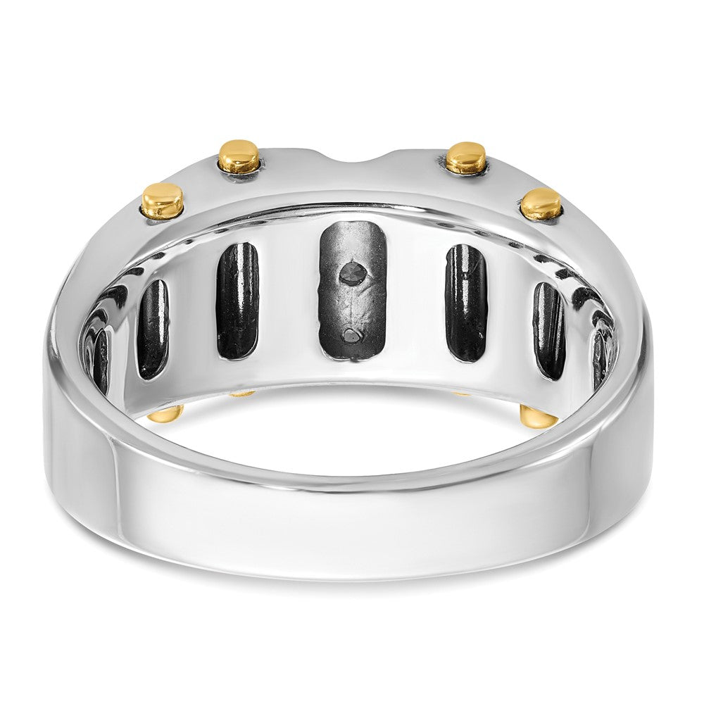 14k Two-tone  Two Tone with Black Rhodium 1/4 Ct. Lab Grown Diamond VS/SI+ G+ Complete Polished and Textured Men's Ring
