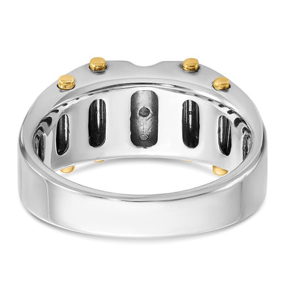 14k Two-tone  Two Tone with Black Rhodium 1/4 Ct. Lab Grown Diamond VS/SI+ G+ Complete Polished and Textured Men's Ring