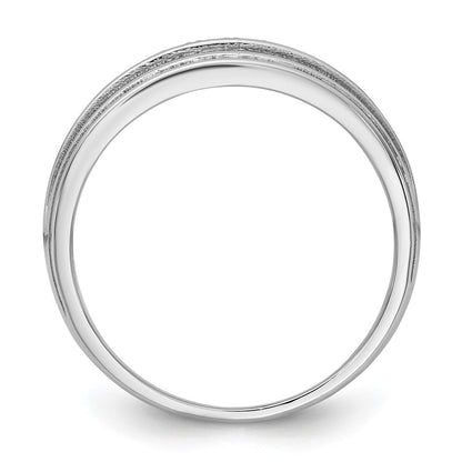 10K White Gold Ibgoodman Men'S Polished Satin And Grooved 5-Stone Ring Mounting