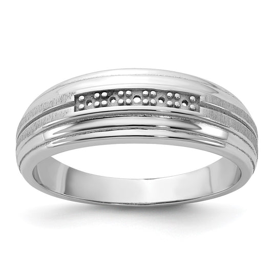 10K White Gold Ibgoodman Men'S Polished Satin And Grooved 5-Stone Ring Mounting