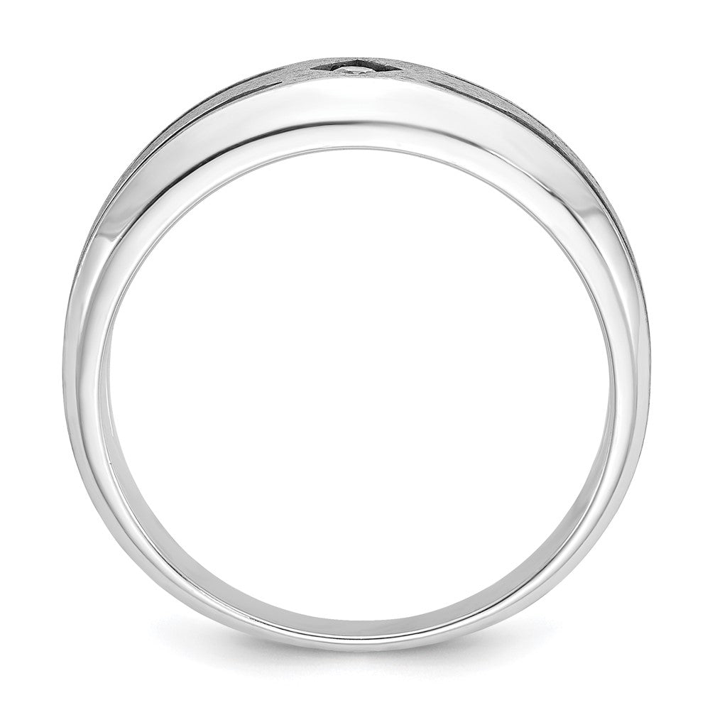 10K White Gold Ibgoodman Men'S W/Black Rhod Satin Diamond Complete Ring